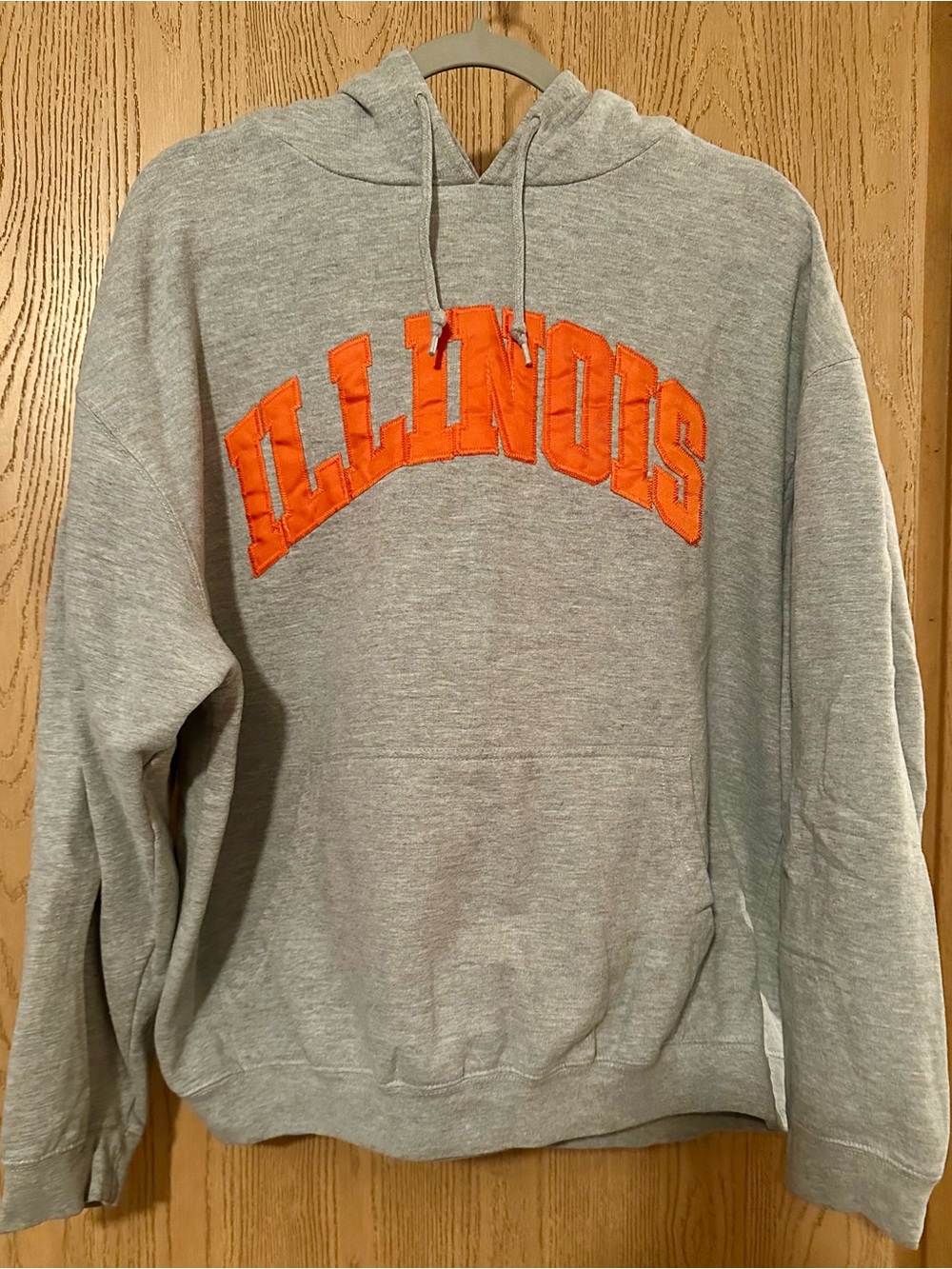 Illinois Appliqué Hooded Sweatshirt - Gray with Orange Lettering